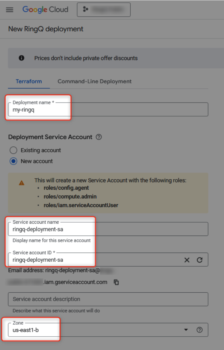 Deploying RingQ Cloud PBX from Google Cloud marketplace.